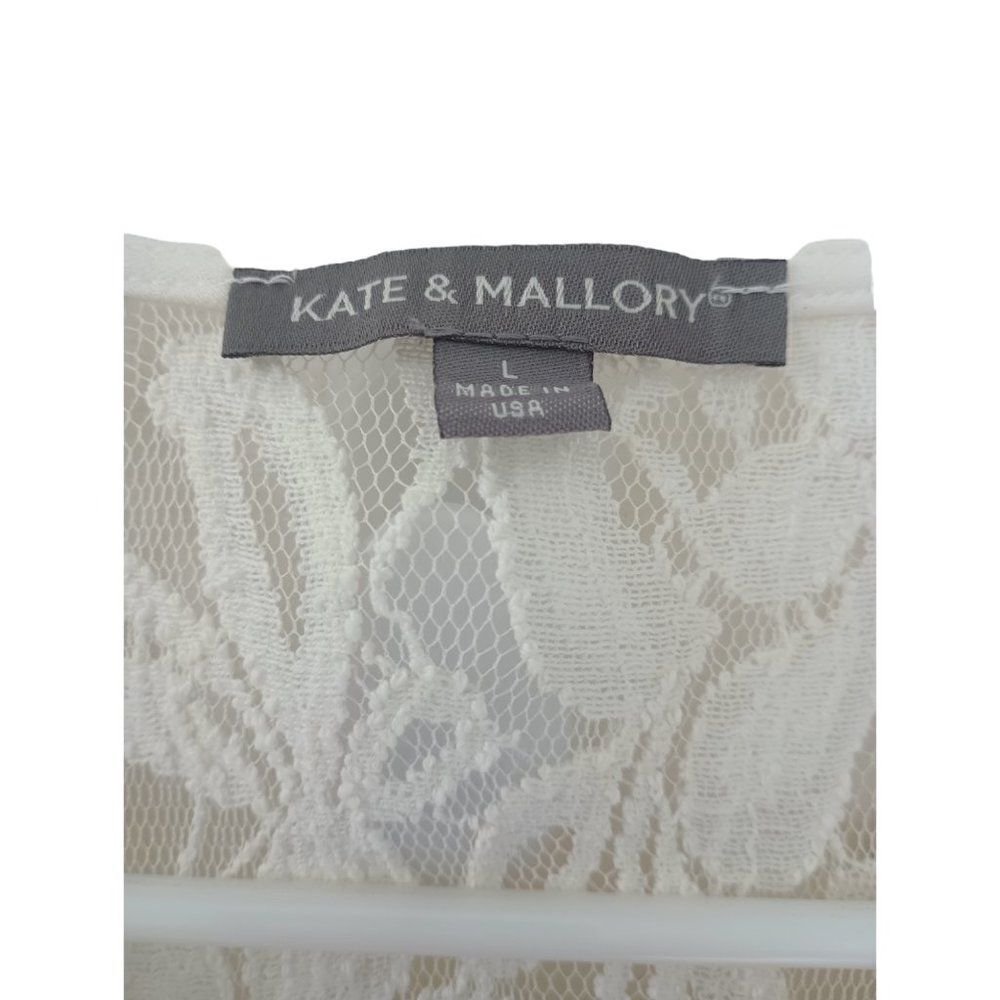 Kate & Mallory Ivory Lace Zip‎ Jacket Sheer Floral 3/4 Sleeve Blazer Women’s L - Picture 6 of 9
